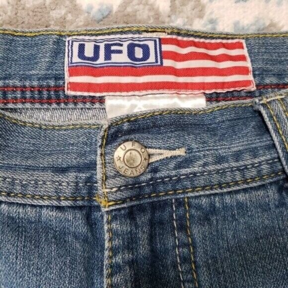Vintage UFO Jeans Men's 100% Cotton Size 34 Blue Medium Wash Denim - Picture 3 of 7